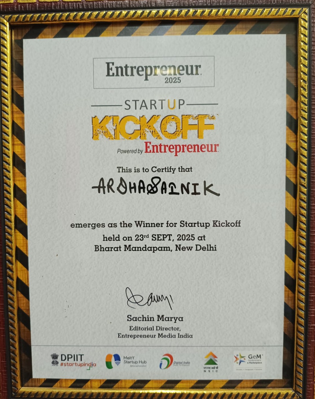 Award Certificate